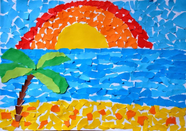 Farbige Papierapplikationen für Kinder, druckbare Vorlagen, Herbst-, Frühlingsthemen