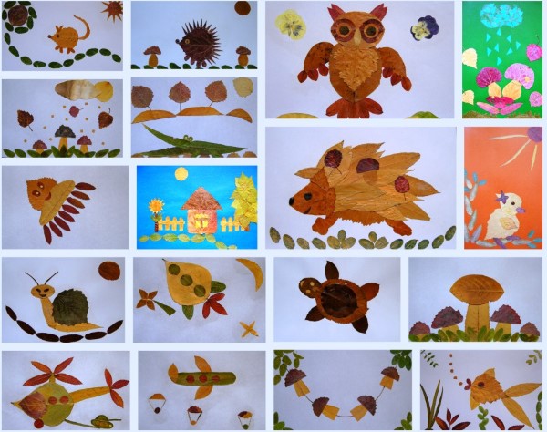 Farbige Papierapplikationen für Kinder, druckbare Vorlagen, Herbst-, Frühlingsthemen