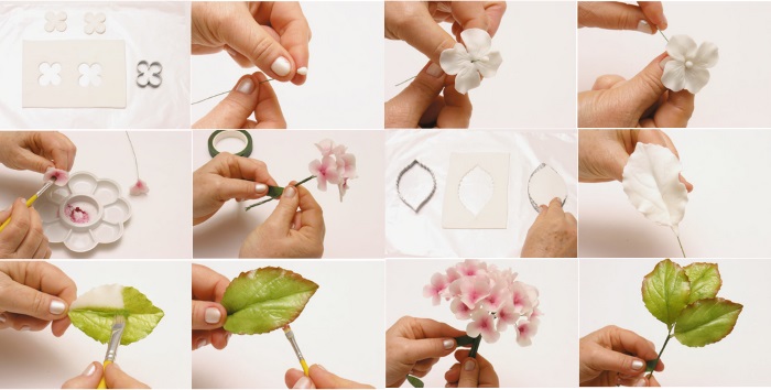 Wie man Foamiran herstellt. Meisterkurs zum Thema Blumenbasteln, Bastelvorlagen, Blumenstraußideen, Muster zum Erstellen einer Komposition. Foto