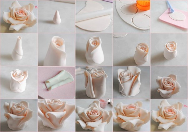 Wie man Foamiran herstellt. Meisterkurs zum Thema Blumenbasteln, Bastelvorlagen, Blumenstraußideen, Muster zum Erstellen einer Komposition. Foto