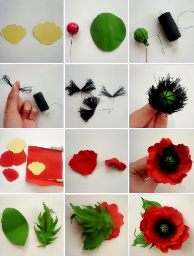 Wie man Foamiran herstellt. Meisterkurs zum Thema Blumenbasteln, Bastelvorlagen, Blumenstraußideen, Muster zum Erstellen einer Komposition. Foto