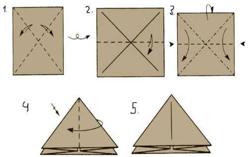 So basteln Sie eine Papierpyramide. Diagramm mit Maßangaben, Schritt-für-Schritt-Anleitung mit Fotos