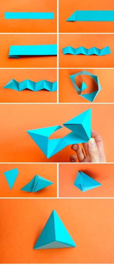 So basteln Sie eine Papierpyramide. Diagramm mit Maßangaben, Schritt-für-Schritt-Anleitung mit Fotos