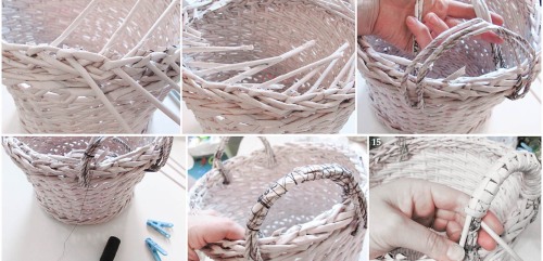 DIY-Korb aus Zeitungsrollen. Meisterkurs für Anfänger Schritt für Schritt, Fotos