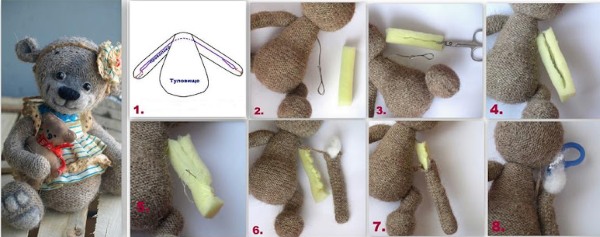 DIY-Stofftierbär. Schritt-für-Schritt-Nähanleitungen, Schnittmuster für Anfänger