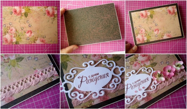 So erstellen Sie mit der Scrapbooking-Technik mit Ihren eigenen Händen eine Postkarte. Schritt-für-Schritt-Anleitung mit Fotos