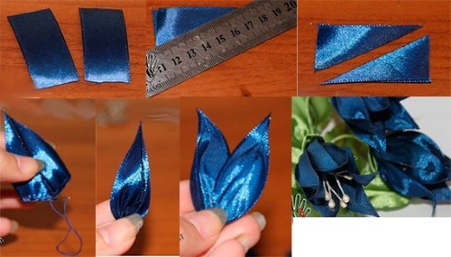Blumen aus Satinbändern mit Ihren eigenen Händen. Meisterkurs für Anfänger, Schritt-für-Schritt-Anleitung Kanzashi