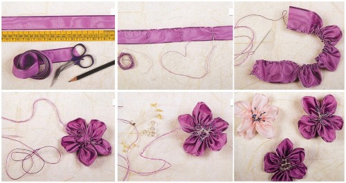 Blumen aus Satinbändern mit Ihren eigenen Händen. Meisterkurs für Anfänger, Schritt-für-Schritt-Anleitung Kanzashi