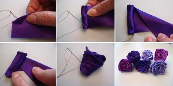 Blumen aus Satinbändern mit Ihren eigenen Händen. Meisterkurs für Anfänger, Schritt-für-Schritt-Anleitung Kanzashi