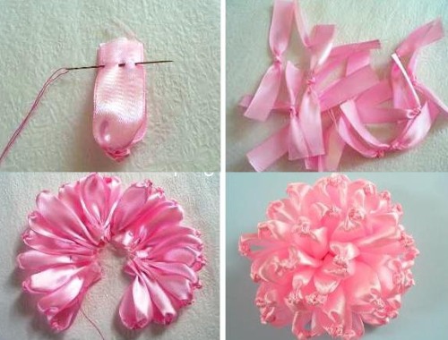 Blumen aus Satinbändern mit Ihren eigenen Händen. Meisterkurs für Anfänger, Schritt-für-Schritt-Anleitung Kanzashi