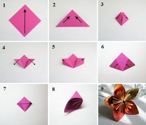 DIY-Papierblumen. Meisterkurse zum Thema Origami Schritt für Schritt mit Fotos, A4-Vorlagen