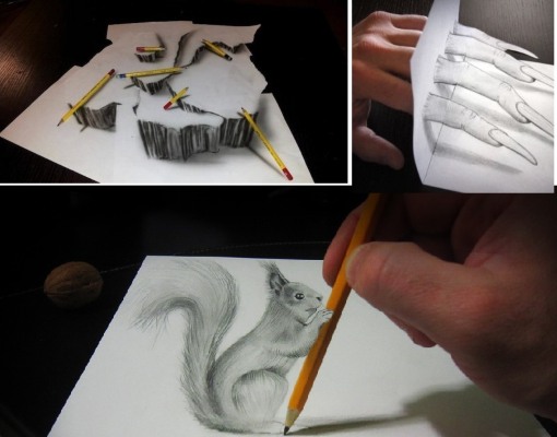 3D-Zeichnungen auf Papier. Meisterkurs für Anfänger: Schritt für Schritt mit Bleistift und Stift zeichnen: Treppe, Herz, Wassertropfen, Verlies