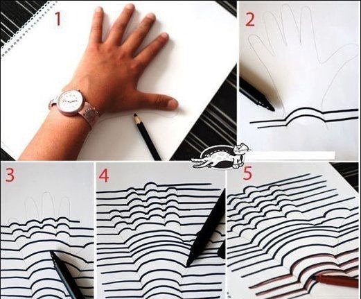 3D-Zeichnungen auf Papier. Meisterkurs für Anfänger: Schritt für Schritt mit Bleistift und Stift zeichnen: Treppe, Herz, Wassertropfen, Verlies