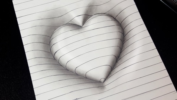 3D-Zeichnungen auf Papier. Meisterkurs für Anfänger: Schritt für Schritt mit Bleistift und Stift zeichnen: Treppe, Herz, Wassertropfen, Verlies