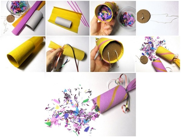 So stellen Sie mit Ihren eigenen Händen einen Papiercracker her. Schritt-für-Schritt-Anleitung, Origami-Diagramm mit Konfetti, aus A4-Blatt, Notizbuch, Flasche und Ballon