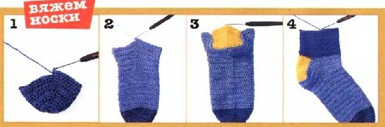 Socken stricken mit Stricknadeln, Häkeln für Anfänger. Schritt-für-Schritt-Anleitungen mit Fotos, Mustern und Diagrammen