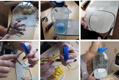 DIY-Vogelhäuschen aus einer Plastikflasche. Meisterkurs mit Schritt-für-Schritt-Fotos, für den Kindergarten oder auf dem Gelände