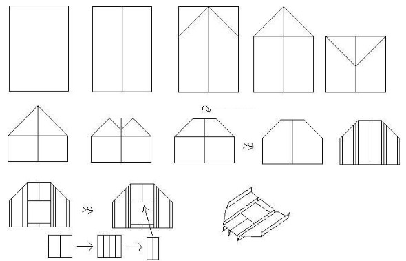 So bauen Sie mit Ihren eigenen Händen ein Papierflugzeug, das lange fliegt. Montagediagramme mit Faltlinien, ein Modell, das weit und hoch fliegt. Schritt-für-Schritt-Anleitungen, Vorlagen