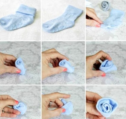 So machen Sie mit Ihren eigenen Händen einen Sockenstrauß. Schritt-für-Schritt-Fotoanleitung, Video-Tutorials für Anfänger
