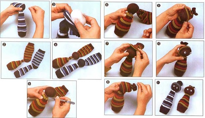 DIY-Sockenspielzeug. Meisterkurse Schritt für Schritt mit Fotos für Anfänger, Kinder