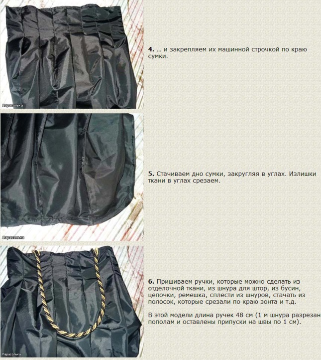 So nähen Sie eine Tasche mit Ihren eigenen Händen. Verschiedene Modelle, Meisterklasse mit Mustern aus Leder, Jeans, Stoff, Regenschirm, Strand, Reisen, Patchwork, Sport