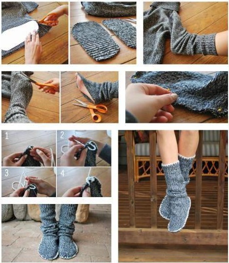Hausschuhe selbst machen, schnell und einfach. Muster, wie man aus alten Sachen näht: Pullover, Jeans
