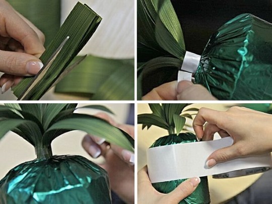 DIY-Ananas aus Süßigkeiten und Champagner: Schritt für Schritt Anleitung zur Herstellung aus einer Flasche. Meisterkurs für Anfänger