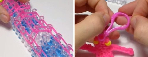 So weben Sie eine Minecraft-Figur, eine Eule, 3D, für einen Griff aus Gummibändern. Weben auf einem Webstuhl, Monsterschwanz, Häkeln für Anfänger. Video