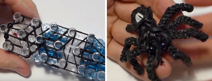 So weben Sie eine Minecraft-Figur, eine Eule, 3D, für einen Griff aus Gummibändern. Weben auf einem Webstuhl, Monsterschwanz, Häkeln für Anfänger. Video