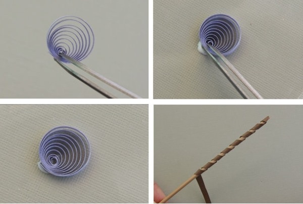 Quilling-Basteln für Anfänger: Muster. Schritt-für-Schritt-Anleitung mit Beschreibung: Blumen, Schmetterling, Tropfen, Trauben, Baumstamm, Chrysantheme, Ei, Tiere. Foto
