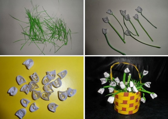 Quilling-Basteln für Anfänger: Muster. Schritt-für-Schritt-Anleitung mit Beschreibung: Blumen, Schmetterling, Tropfen, Trauben, Baumstamm, Chrysantheme, Ei, Tiere. Foto