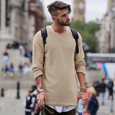 Übergroßer Pullover mit Stricknadeln mit Beschreibung: Englisches Gummiband, Krausrippen, Mohair. Modische Modelle für Frauen, Männer, Schemata
