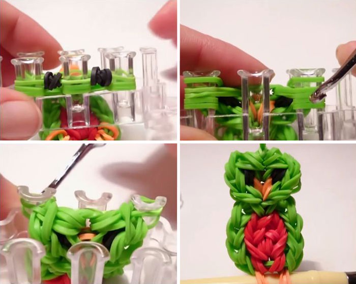 So weben Sie eine Minecraft-Figur, eine Eule, 3D, für einen Griff aus Gummibändern. Weben auf einem Webstuhl, Monsterschwanz, Häkeln für Anfänger. Video