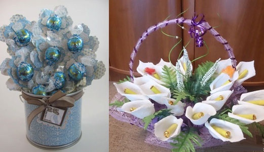 Sträuße aus Süßigkeiten und handgefertigten Blumen. Schritt-für-Schritt-Meisterkurs für Anfänger, Fotoanleitung