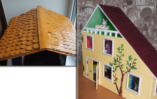 Schritt für Schritt ein Puppenhaus zum Selbermachen aus Kisten, Sperrholz, Papier und Holz. Zeichnungen und Maße, Diagramme, Meisterklasse