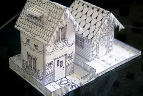 Schritt für Schritt ein Puppenhaus zum Selbermachen aus Kisten, Sperrholz, Papier und Holz. Zeichnungen und Maße, Diagramme, Meisterklasse