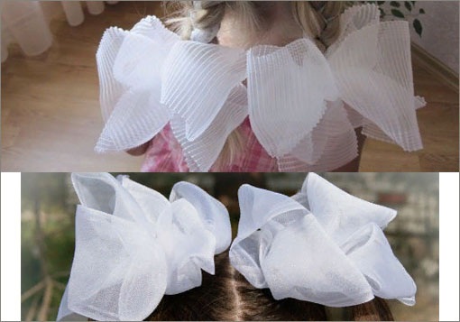 Schleifen aus Bändern: Satin, breit, Nylon. Kanzashi-Technik, wie man schön, schulisch, groß, üppig, voluminös, einfach macht