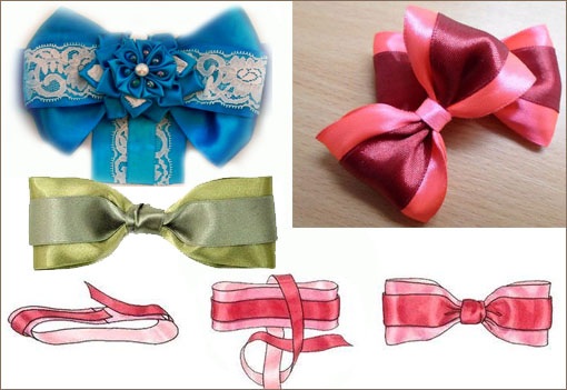 Schleifen aus Bändern: Satin, breit, Nylon. Kanzashi-Technik, wie man schön, schulisch, groß, üppig, voluminös, einfach macht