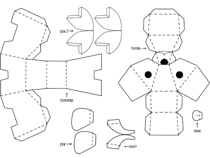 DIY-Papierspielzeug. Muster, Vorlagen für Kinder