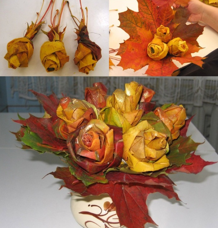 So machen Sie Schritt für Schritt eine Rose aus Ahornblättern und einem Baum. Meisterkurs für Anfänger