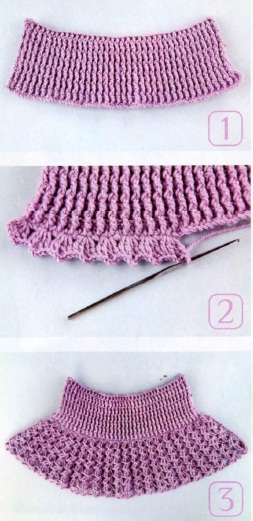 Gestricktes Lätzchen für ein Mädchen. Muster und Beschreibung für Anfänger, Kinder auf Knöpfen