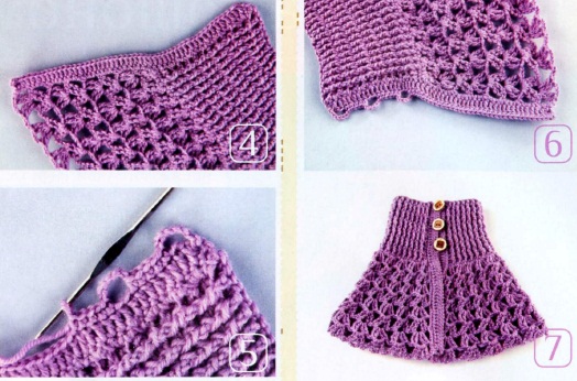 Gestricktes Lätzchen für ein Mädchen. Muster und Beschreibung für Anfänger, Kinder auf Knöpfen