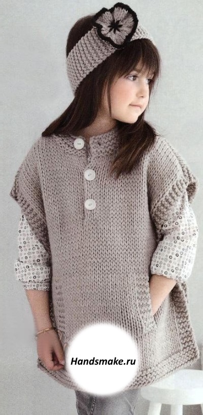 Ärmellose Jacken für Mädchen mit Stricknadeln stricken. Beschreibung, Westenmuster, Zeichnungen, Muster