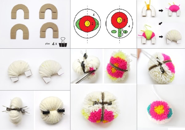 So stellen Sie mit Ihren eigenen Händen einen Pompon aus Garn für eine Mütze her. Schritt-für-Schritt-Anleitung, Fotos