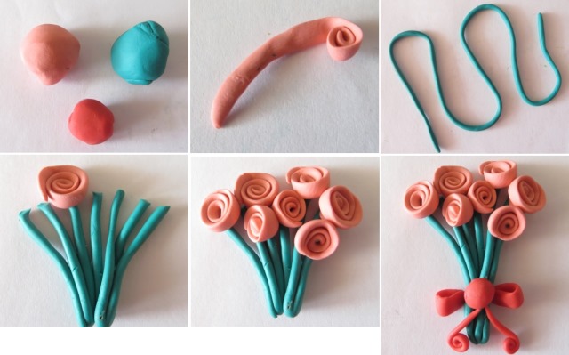 So machen Sie eine Rose aus Plastilin. Applikation auf Karton, volumetrisch. DIY Schritt-für-Schritt-Meisterkurs für Kinder