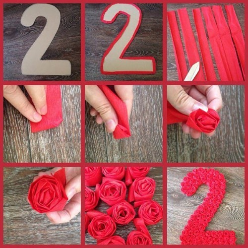 So basteln Sie eine DIY-Serviettenblume für eine Geburtstagszahl