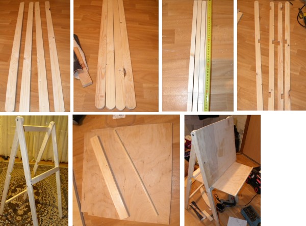 So bauen Sie mit Ihren eigenen Händen eine Staffelei. Zeichnungen mit Maßangaben Tischplatte, Kinder zum Zeichnen, faltbar, zerlegbar, Cracker