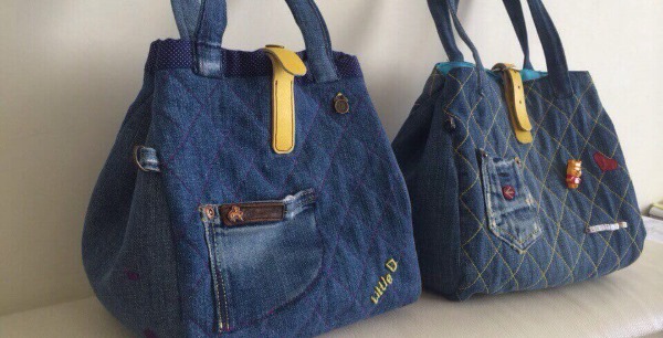 Tasche aus Jeans. Wie man es selbst aus Alten macht, Schnittmuster, Nähen, wie man dekoriert. Fotos und Videos