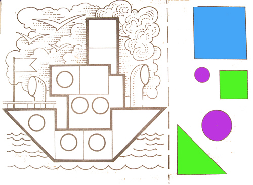 Figuren aus geometrischen Formen. Bilder für Kinder, Vorschulkinder, 1.-2. Klasse. Vorlagen für Bewerbungen