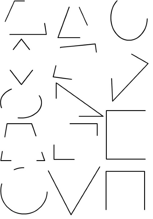 Figuren aus geometrischen Formen. Bilder für Kinder, Vorschulkinder, 1.-2. Klasse. Vorlagen für Bewerbungen